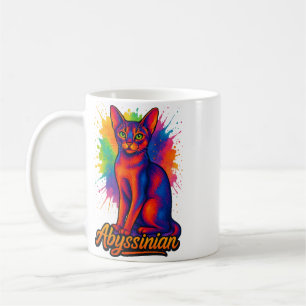 Taza De Café Ilustracion colorido de arte pop de gato abisino