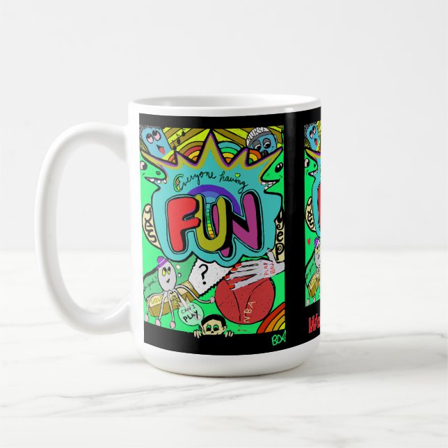 Taza De Café Ilustracion cómico divertido de la fraternidad (Izquierda)