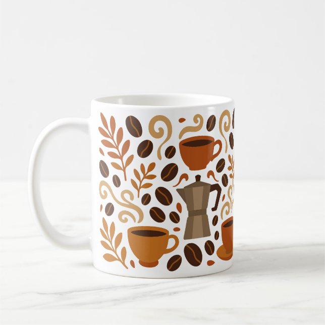 Taza De Café Ilustracion con judías para el café (Izquierda)