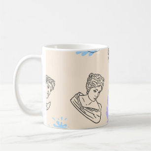 Taza De Café Ilustracion con los contornos de las estatuas grie