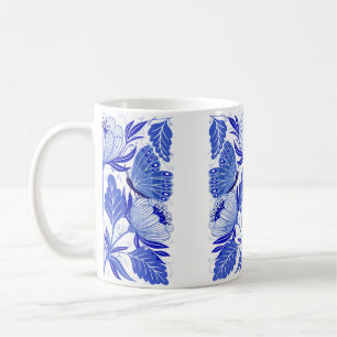 Taza De Café ilustracion con mariposas y flores aisladas