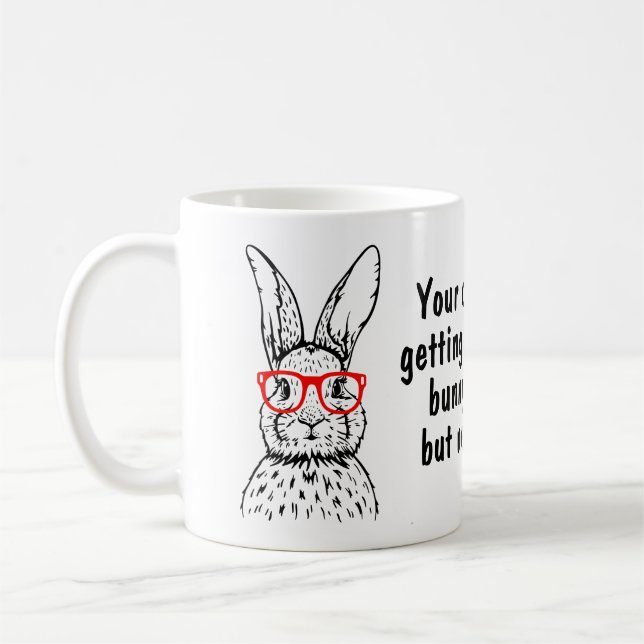 Taza De Café Ilustracion conejo Mascota de Pascua Cita Negra (Izquierda)