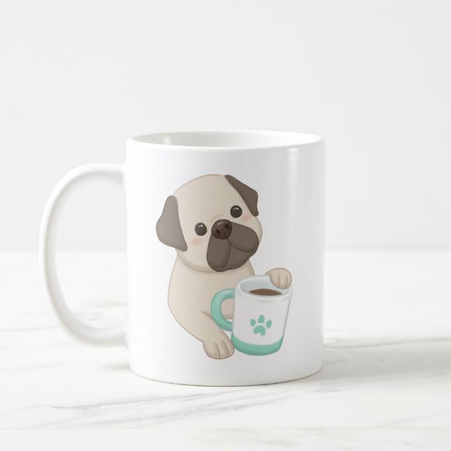 Taza De Café Ilustracion Cute Dog & Mug (Izquierda)