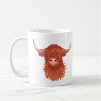 Ilustracion Cute Naranja Highland Cow