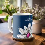 Taza De Café Ilustracion Daisy Floral de moda - marina y rosa<br><div class="desc">Una obra de arte zen y caprichosa,  hipster. Puede añadir un nombre,  un monograma u otro texto personalizado. Si necesita mover el dibujo,  haga clic en el botón personalizar para realizar cambios.</div>