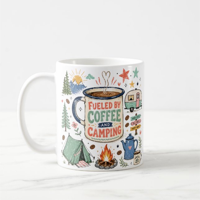 Taza De Café Ilustración de acampada (Izquierda)