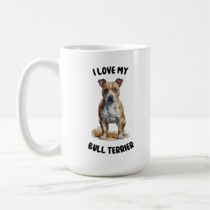 Taza De Café Ilustracion de acuarela de Bull Terrier