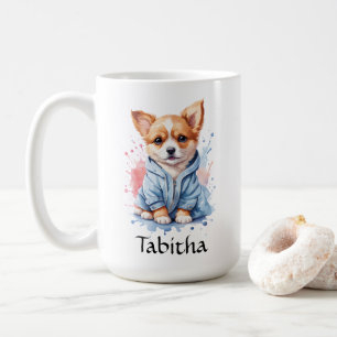 Taza De Café Ilustracion de acuarela de cachorro personalizado