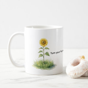 Taza De Café Ilustración de acuarela de girasol