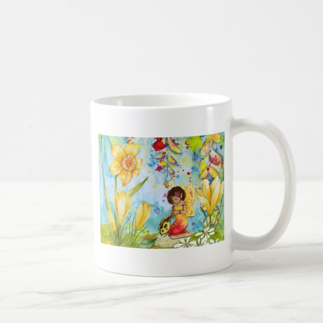 Taza De Café Ilustracion de acuarela de hadas (Derecha)