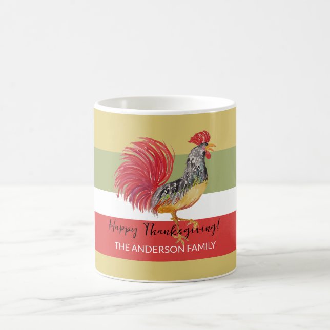 Taza De Café Ilustracion de acuarela del país del gallo rojo (Centro)