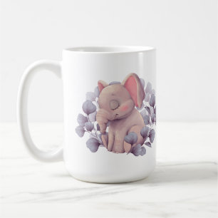 Taza De Café Ilustración de adorable elefante bebé durmiendo co