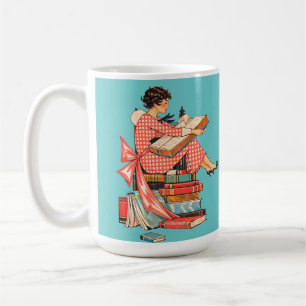 Taza De Café Ilustración de amante de libros antiguos leyendo