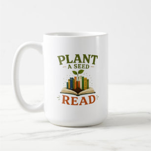 Taza De Café Ilustración de amante de libros antiguos que plant