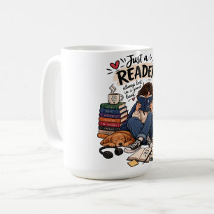 Taza De Café Ilustración de amante de libros leyendo acogedoram