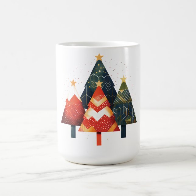 Taza De Café Ilustracion de árboles de Navidad geométricos mini (Centro)
