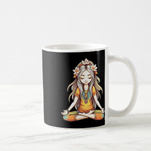 Taza De Café Ilustración de arte de chica hippie groovy en post