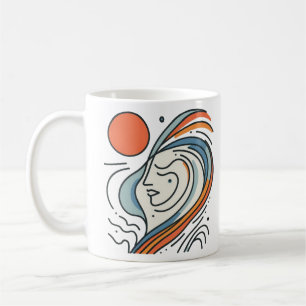 Taza De Café Ilustracion de arte de línea creativa Chica Tri-Bl