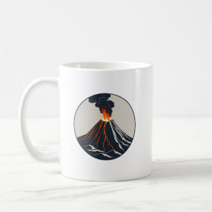 Taza De Café Ilustracion de arte moderno del volcán en erupción