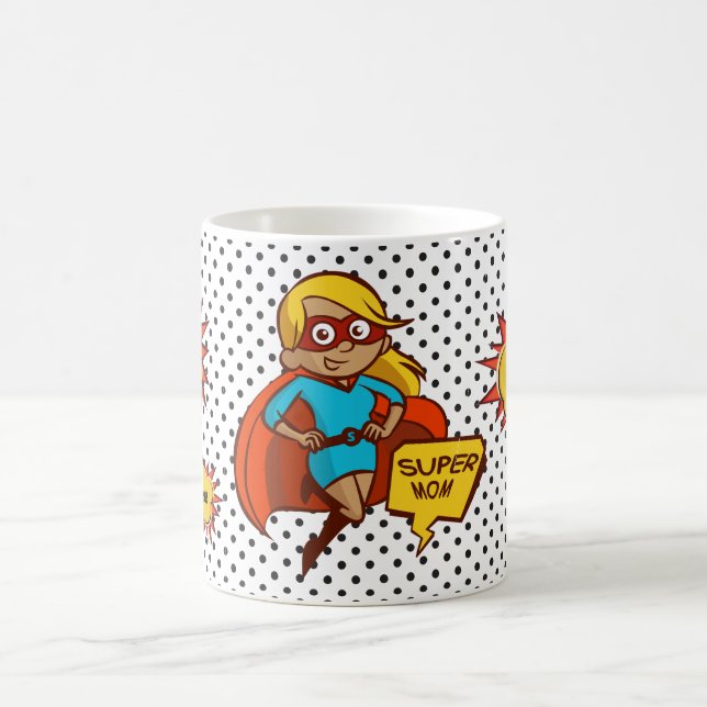 Taza De Café Ilustracion de arte pop supermamá (Centro)