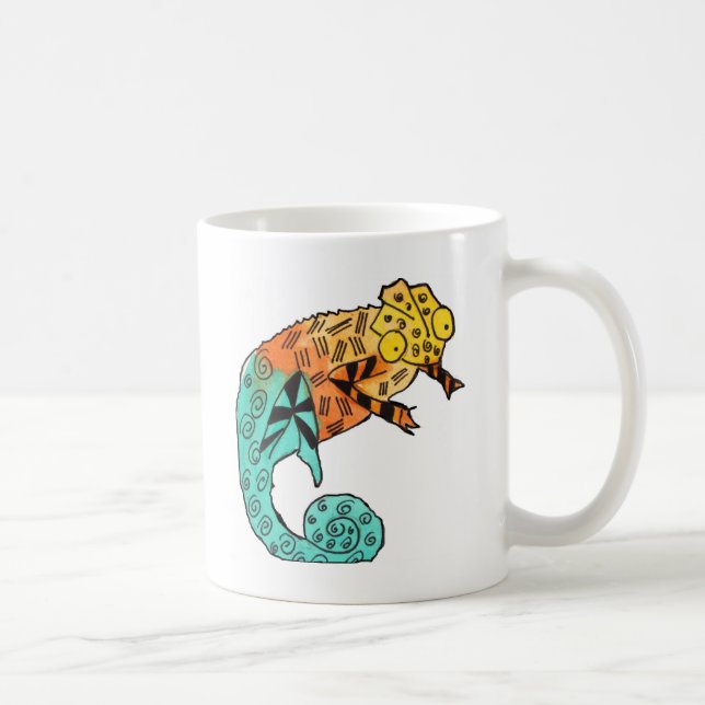 Taza De Café Ilustracion de arte reptil de Chameleon (Derecha)