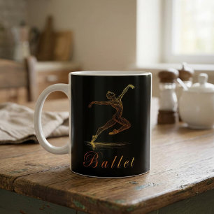 Taza De Café Ilustración de bailarina de ballet dorada elegante