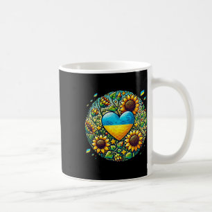 Taza De Café Ilustración de bandera de Ucrania y girasoles