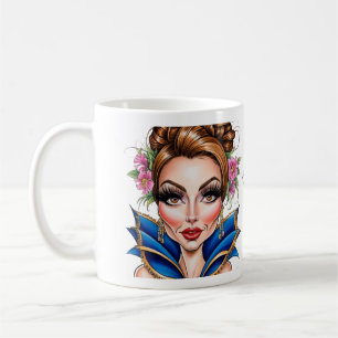 Taza De Café Ilustración de belleza de mascarada floral