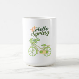 Taza De Café Ilustración de bicicleta vintage Hola Primavera