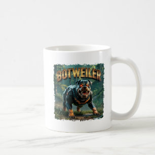 Taza De Café Ilustración de Botweiler – Rottweiler Robot Divert