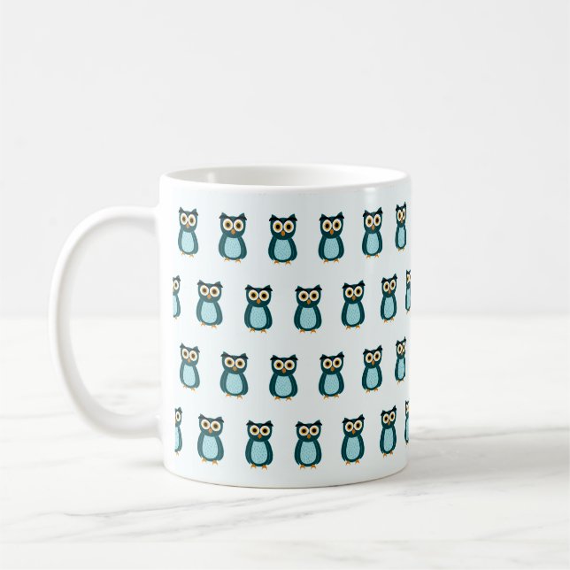 Taza De Café Ilustración de búho azul (Izquierda)