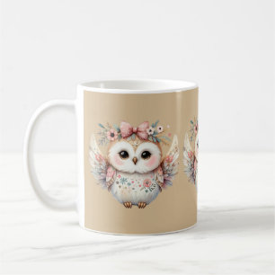 Taza De Café Ilustración de búho boho kawaii