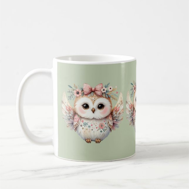 Taza De Café Ilustracion de búho Kawaii Boho (Izquierda)