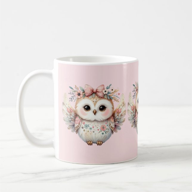 Taza De Café Ilustracion de búho Kawaii Boho (Izquierda)