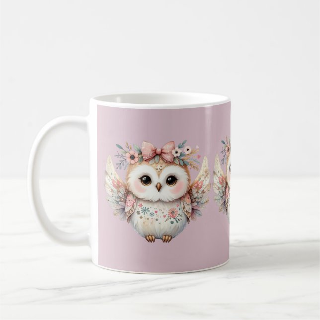 Taza De Café Ilustracion de búho Kawaii Boho (Izquierda)
