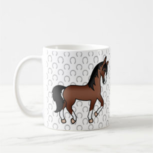 Taza De Café Ilustración de caballo marrón lindo dibujo animado