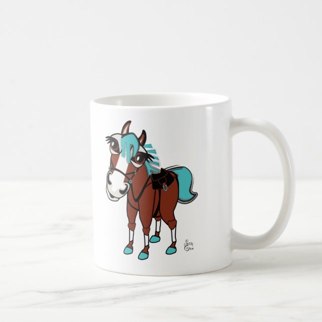 Taza De Café ilustracion de caballo sin texto (Derecha)