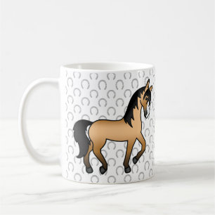 Taza De Café Ilustración de caballo trotón de dibujos animados 