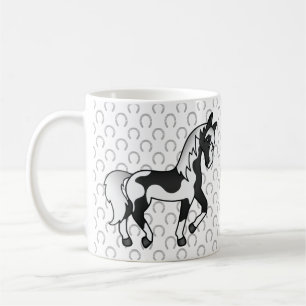 Taza De Café Ilustración de caballo trotón de dibujos animados