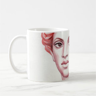 Taza De Café Ilustracion de cabeza de cabeza de mujer pelirroja