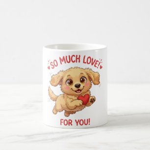 Taza De Café Ilustración de cachorro adorable con corazón