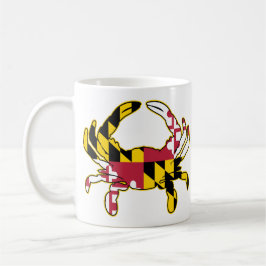 Taza De Café Ilustracion de cangrejo con bandera de Maryland