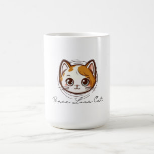 Taza De Café Ilustración de cara de gato de dibujos animados li