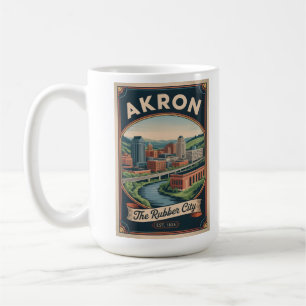 Taza De Café Ilustración de cartel de viaje retro de Akron Ohio