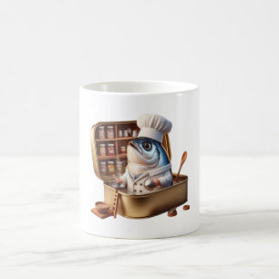 Taza De Café Ilustración de Chef de Sardina Gourmet para Amante