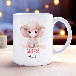 Taza De Café Ilustracion de color de agua dulce de Aries Zodiac
