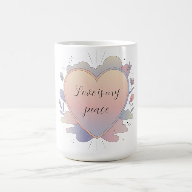 Taza De Café Ilustración de corazón pastel (Centro)