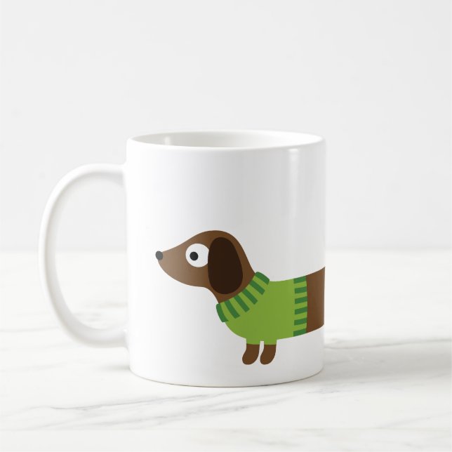 Taza De Café Ilustracion de Cute Long Dachshund (Izquierda)