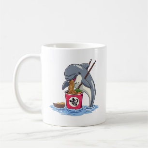 Taza De Café Ilustración de delfín comiendo ramen