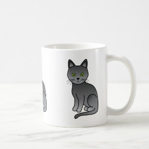 Taza De Café Ilustración de dibujos animados de gato Korat lind